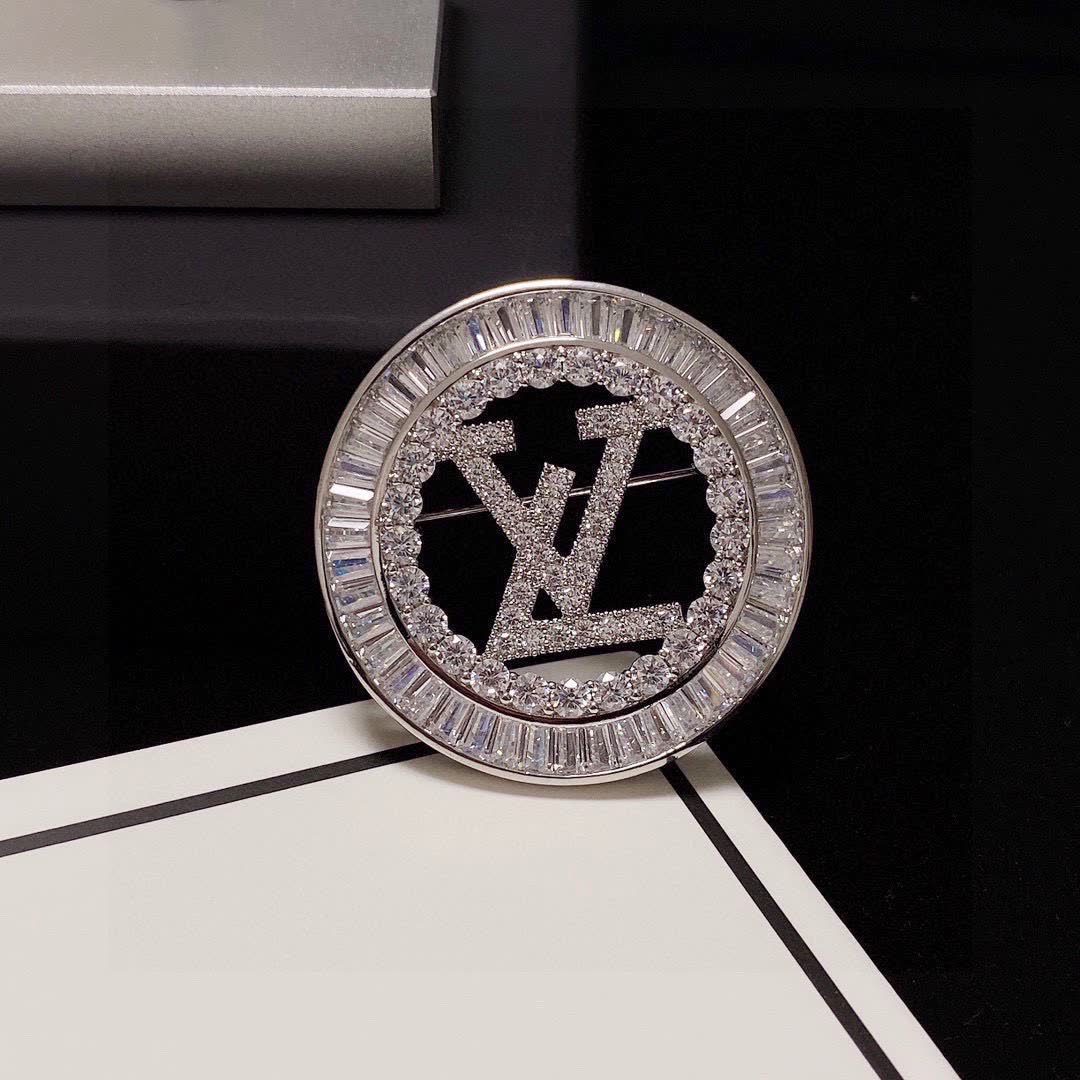 Louis Vuitton Crystal Logo Brooch
